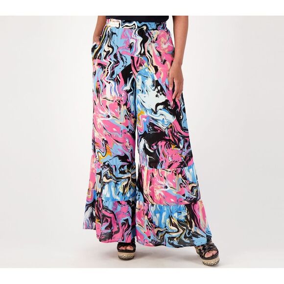 WomenControl Women's Pants Sz L Global Illusions Cabana Blue A601037 - Picture 1 of 7